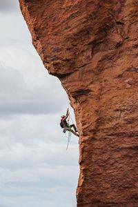 Preview wallpaper rock climber, rock, peak, extreme, sky