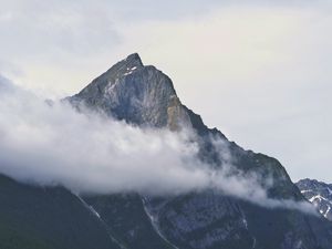 Preview wallpaper rock, cloud, landform, peak, height, landscape
