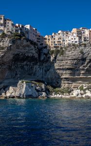 Preview wallpaper rock, coast, city, sea, bonifacio, france