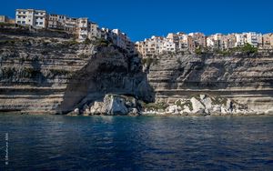 Preview wallpaper rock, coast, city, sea, bonifacio, france