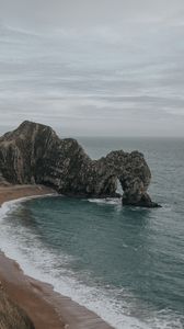 Preview wallpaper rock, coast, sea, foam, nature