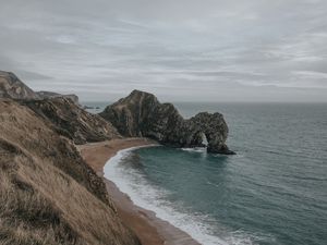 Preview wallpaper rock, coast, sea, foam, nature