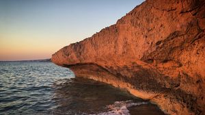 Preview wallpaper rock, coast, sea, foam, landscape