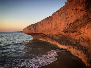 Preview wallpaper rock, coast, sea, foam, landscape