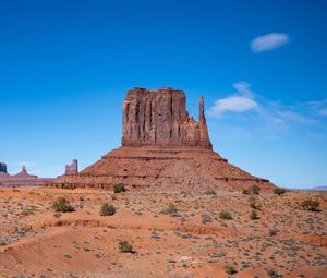 Preview wallpaper rock, desert, bushes, nature