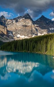 Preview wallpaper rock, forest, trees, lake, reflection, nature