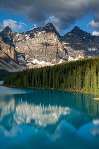 Preview wallpaper rock, forest, trees, lake, reflection, nature