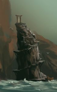 Preview wallpaper rock, gate, arch, sea, art