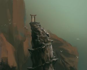Preview wallpaper rock, gate, arch, sea, art