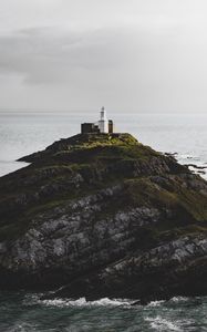 Preview wallpaper rock, hill, lighthouse, sea, coast