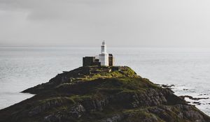 Preview wallpaper rock, hill, lighthouse, sea, coast