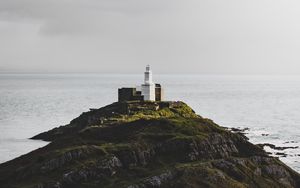 Preview wallpaper rock, hill, lighthouse, sea, coast
