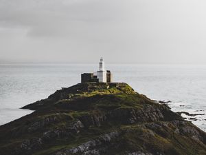 Preview wallpaper rock, hill, lighthouse, sea, coast