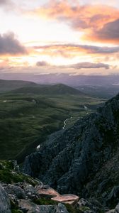 Preview wallpaper rock, hills, mountains, stream, landscape