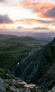 Preview wallpaper rock, hills, mountains, stream, landscape