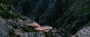 Preview wallpaper rock, hills, mountains, stream, landscape