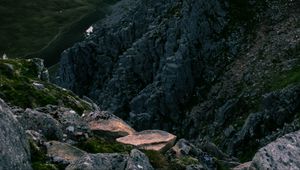 Preview wallpaper rock, hills, mountains, stream, landscape