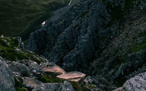 Preview wallpaper rock, hills, mountains, stream, landscape