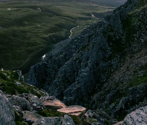 Preview wallpaper rock, hills, mountains, stream, landscape