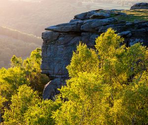 Preview wallpaper rock, hills, trees, rocks