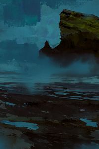 Preview wallpaper rock, island, canvas, paint, art