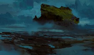 Preview wallpaper rock, island, canvas, paint, art