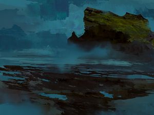 Preview wallpaper rock, island, canvas, paint, art