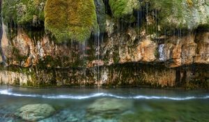 Preview wallpaper rock, moss, landscape, sea