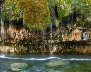 Preview wallpaper rock, moss, landscape, sea