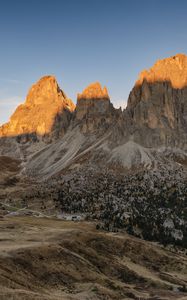 Preview wallpaper rock, mountain, slope, valley, trees