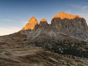 Preview wallpaper rock, mountain, slope, valley, trees