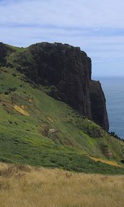 Preview wallpaper rock, mountain, slope, cliff, grass