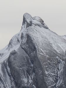 Preview wallpaper rock, mountain, snow, peak, relief, nature