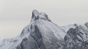 Preview wallpaper rock, mountain, snow, peak, relief, nature