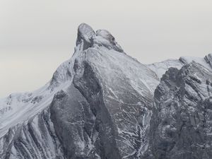 Preview wallpaper rock, mountain, snow, peak, relief, nature