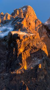 Preview wallpaper rock, mountain, snow, snowy, stone