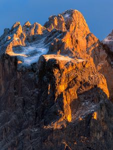 Preview wallpaper rock, mountain, snow, snowy, stone