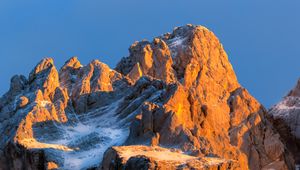 Preview wallpaper rock, mountain, snow, snowy, stone