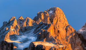 Preview wallpaper rock, mountain, snow, snowy, stone