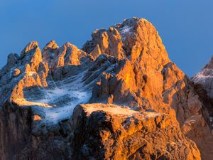Preview wallpaper rock, mountain, snow, snowy, stone
