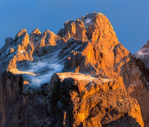 Preview wallpaper rock, mountain, snow, snowy, stone