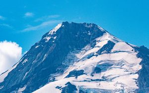 Preview wallpaper rock, mountain, snow, slope, trees