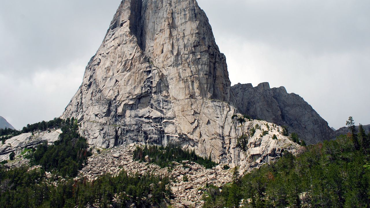 Wallpaper rock, mountain, trees, landscape