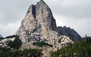 Preview wallpaper rock, mountain, trees, landscape