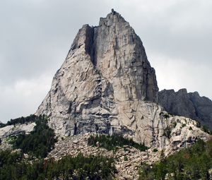 Preview wallpaper rock, mountain, trees, landscape