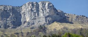 Preview wallpaper rock, mountain, trees, landscape, relief