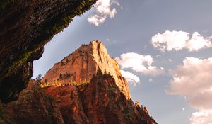 Preview wallpaper rock, mountains, cave, trees