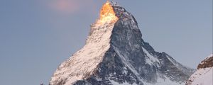 Preview wallpaper rock, mountains, peak, snow, snowy, slope