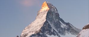 Preview wallpaper rock, mountains, peak, snow, snowy, slope