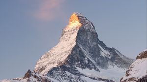 Preview wallpaper rock, mountains, peak, snow, snowy, slope